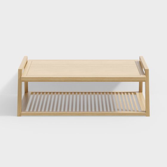 Wooden Double-Layer Shelf 3D model for Modern Interiors