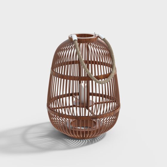 Elegant Bamboo Lantern 3D model for Artistic Spaces