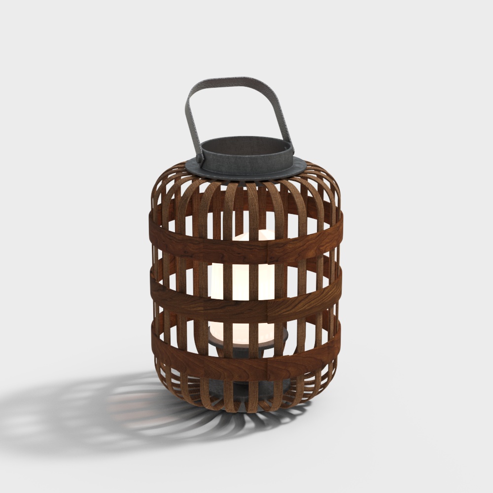 New Chinese style portable bamboo woven garden lamp