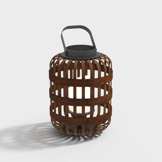 Elegant Bamboo Lantern 3D model