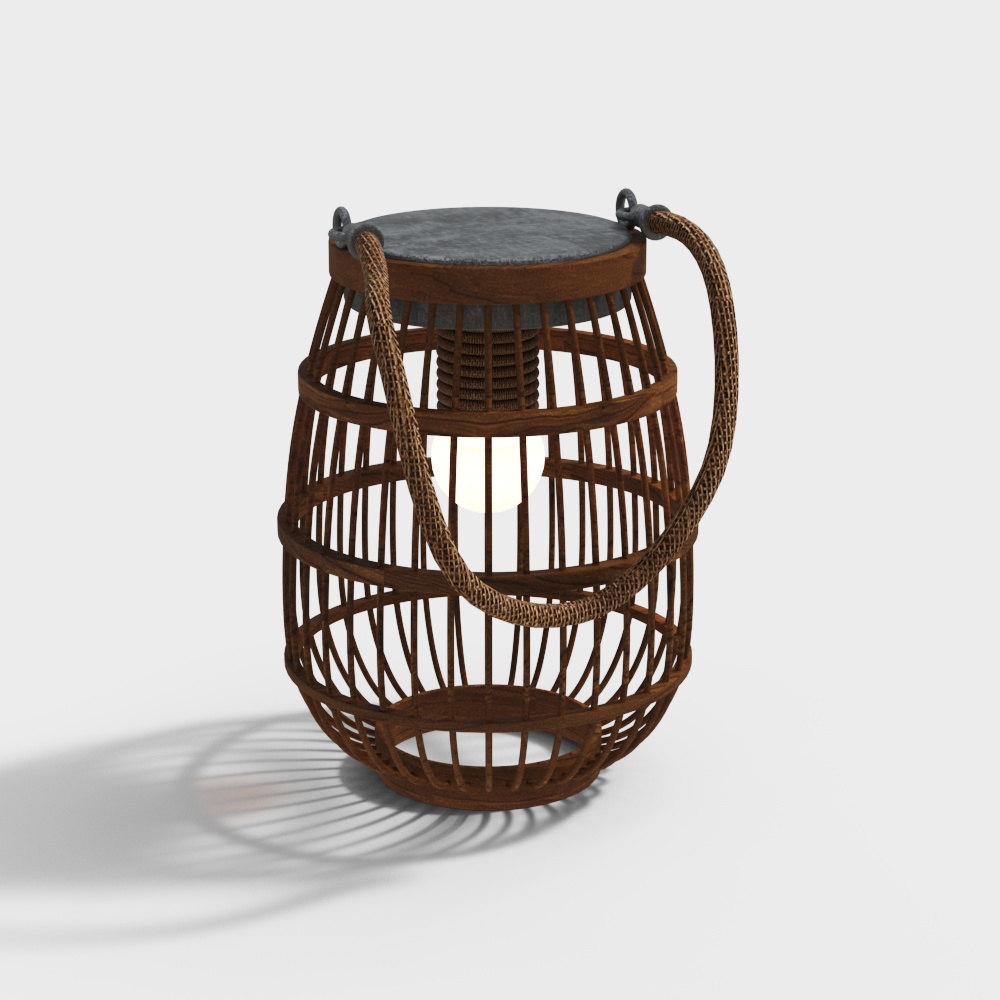 New Chinese style portable bamboo woven garden lamp