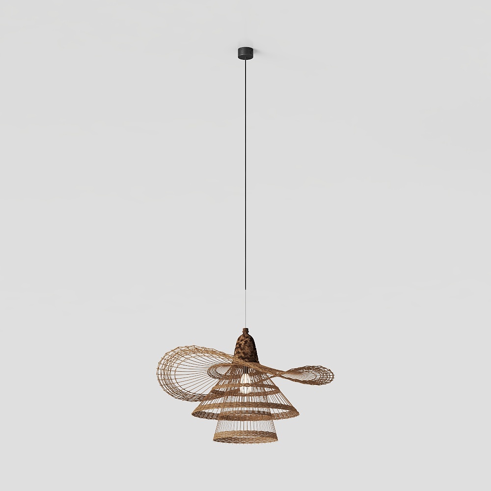 Lámpara de araña de ratán en el sudeste asiático