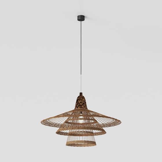 Natural Woven Chandelier 3D model for Modern Spaces