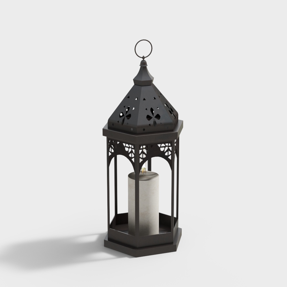 Vintage Candle Holder 3D Model – Low Poly Black Metal