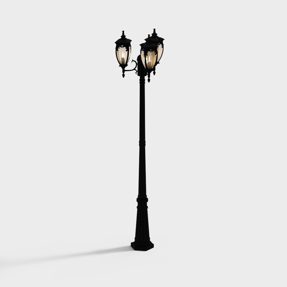 Vintage Street Lamp 3D Model – Classic Black Metal
