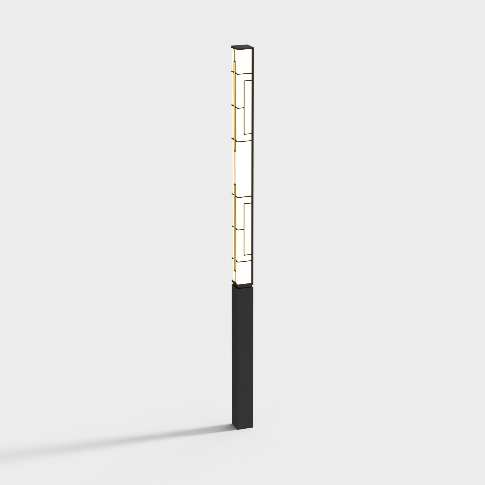 Urban Light Pillar 3D Model – Modern Black & Gold Lamp