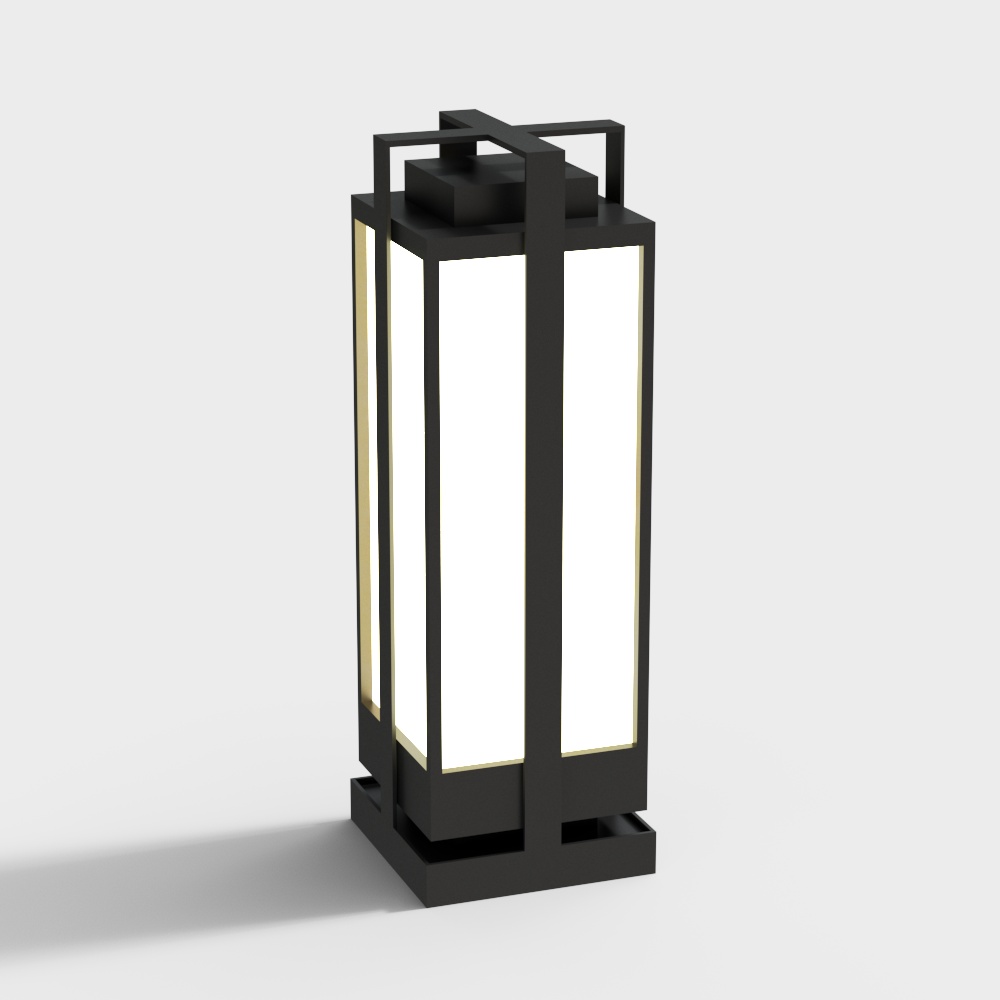 Stylish Low Poly Lantern 3D Model – Black Metal Design