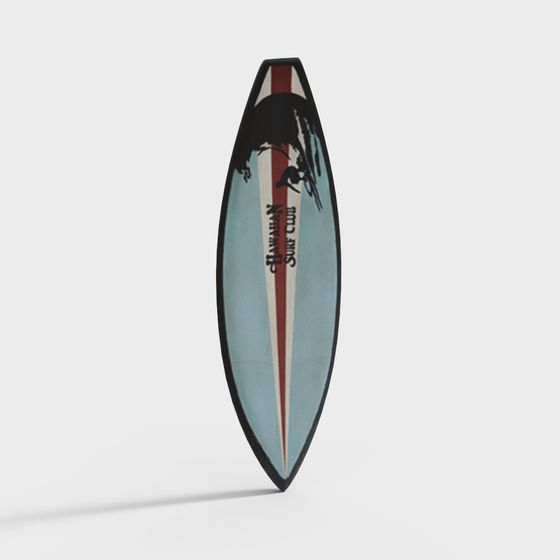 Retro Style Surfboard 3D Model