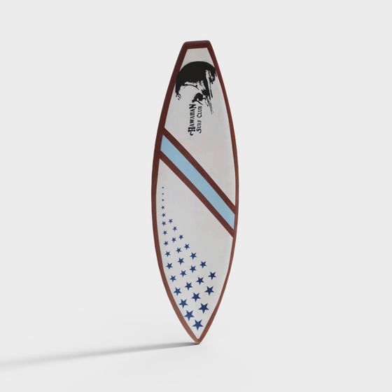 Stylish Retro Surfboard 3D Model for Creative Projects