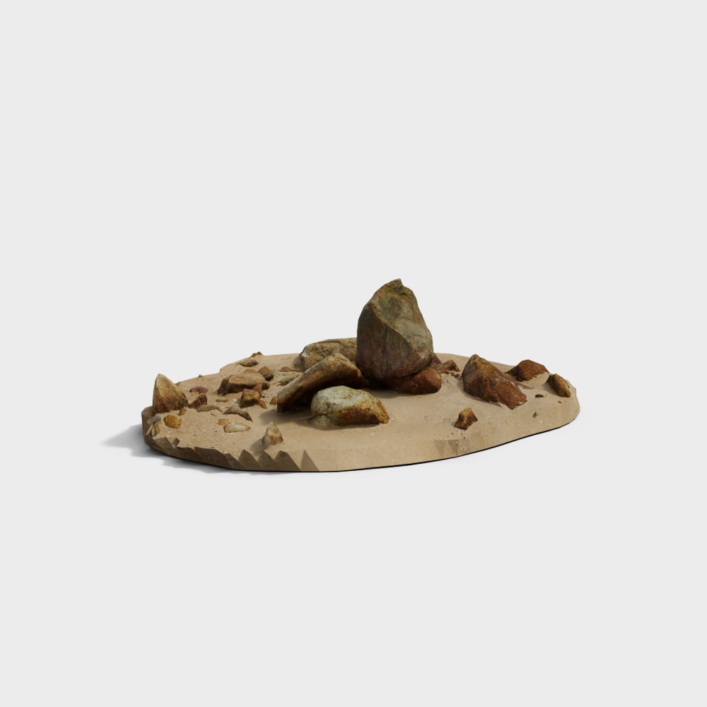 High-Detail Low-Poly Sand Dune 3D Model