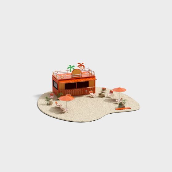 Vibrant Beach Shack 3D model