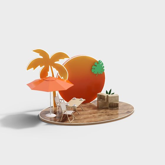 Beach Oasis 3D model for Tropical Design