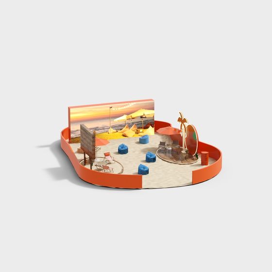 Vibrant Beach Oasis 3D Model