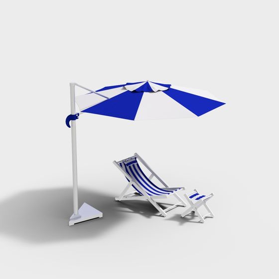 Stylish Umbrella Chair Set 3D model for Summer Vibes
