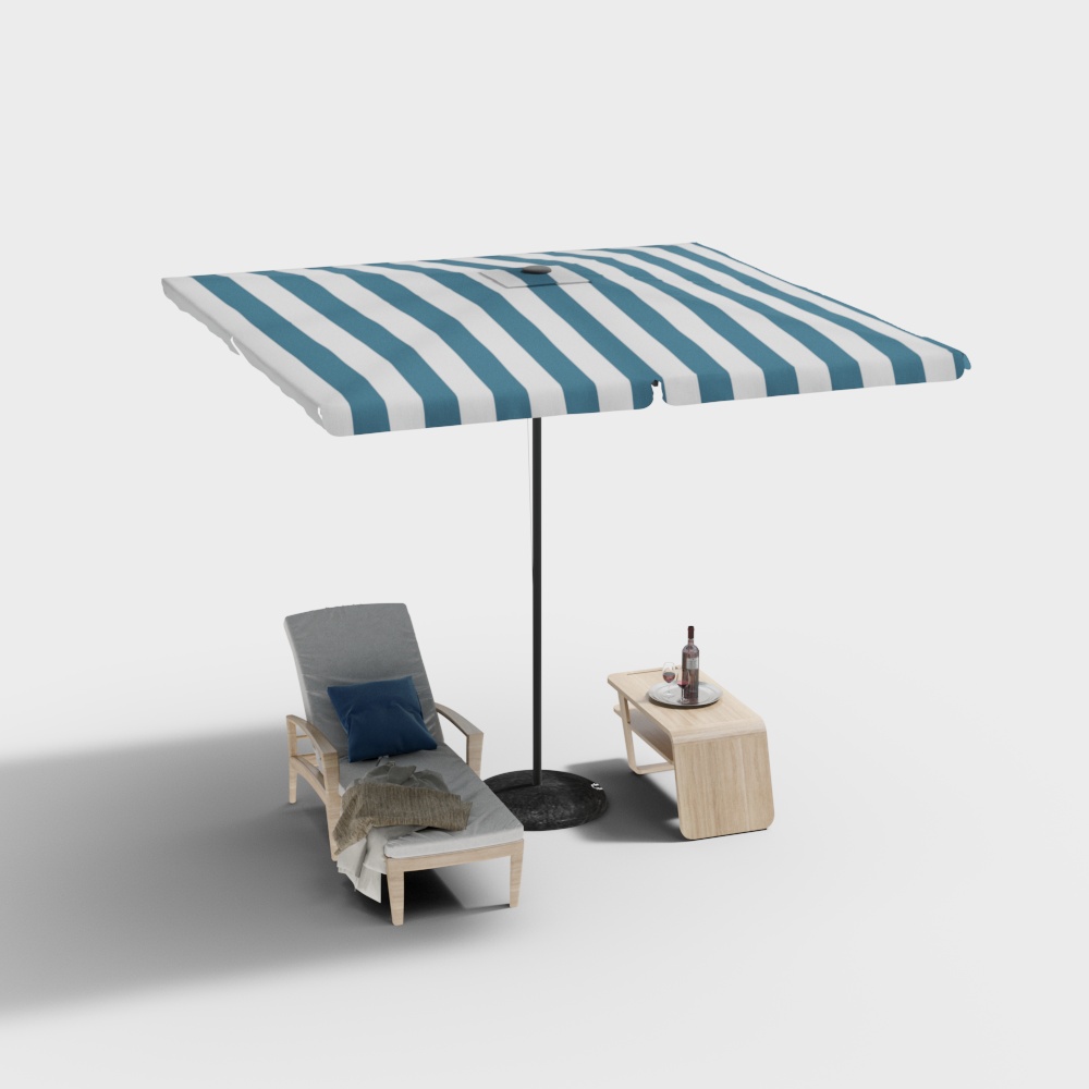 Modern beach sun umbrella lounge chair