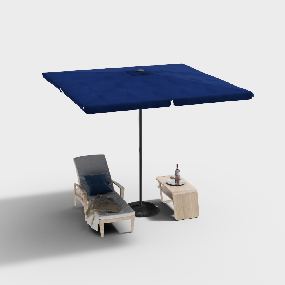 Relaxing Low-Poly Chair and Umbrella 3D model