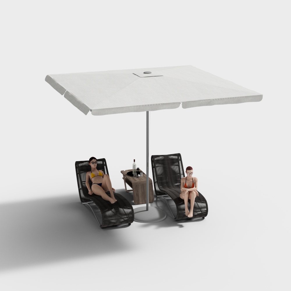 Modern outdoor beach sun loungers