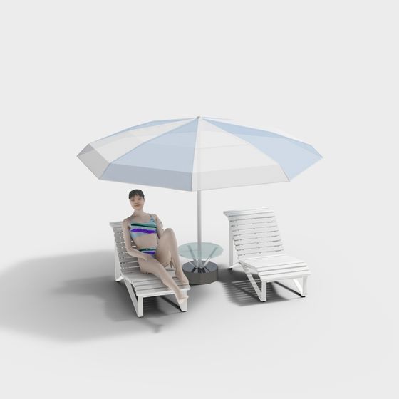 Relaxing Beach Sunbathing Scene 3D model