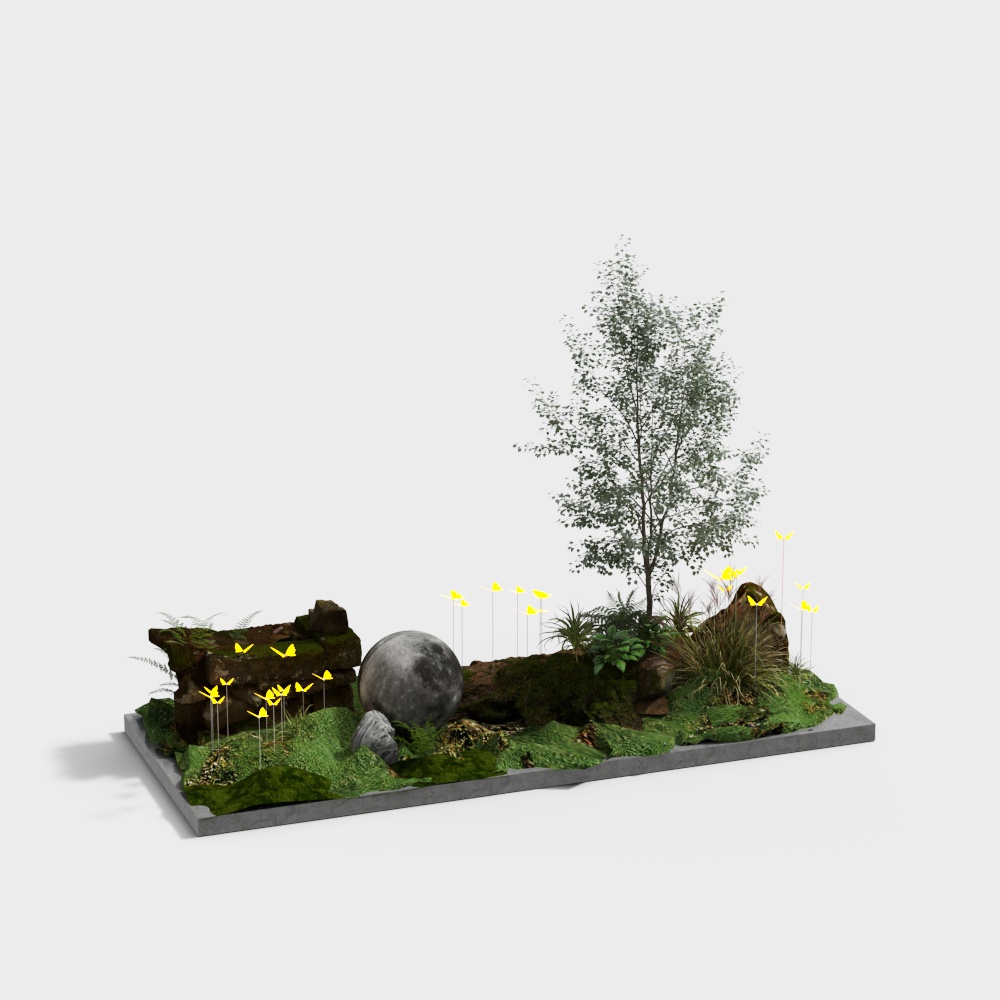 Modern garden landscape sketch