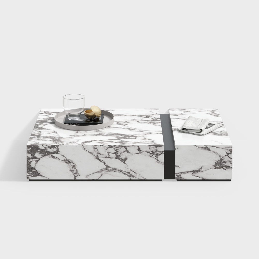 Elegant Marble Style 3D Model Table and Chair Set