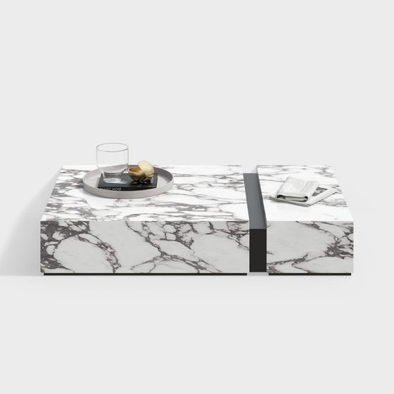 Elegant Marble Style 3D Model Table and Chair Set