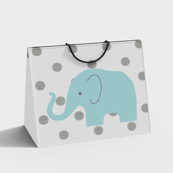 Elephant Polka Dot Gift Bag 3D model