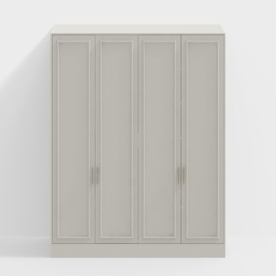 Modern Minimalist 4-Door Wardrobe 3D model