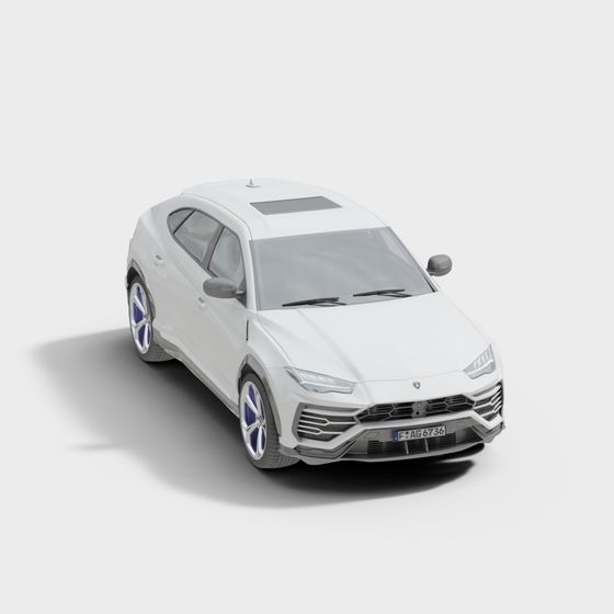 Realistic White Lamborghini Urus SUV 3D Model