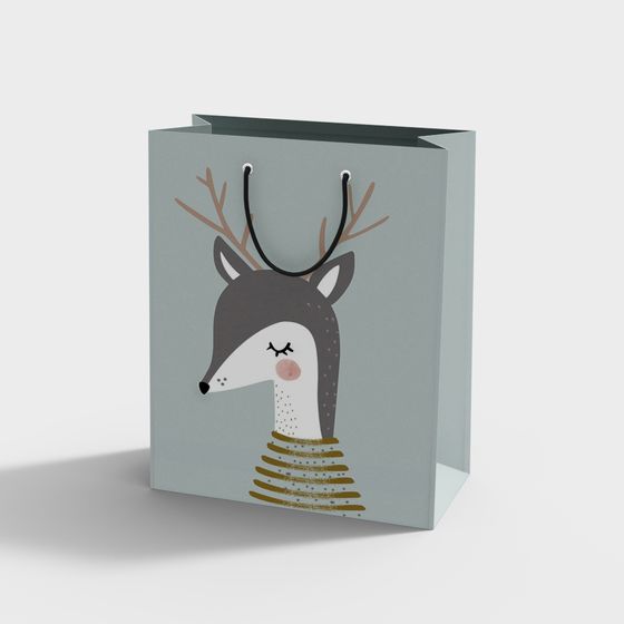Charming Reindeer Gift Bag 3D model