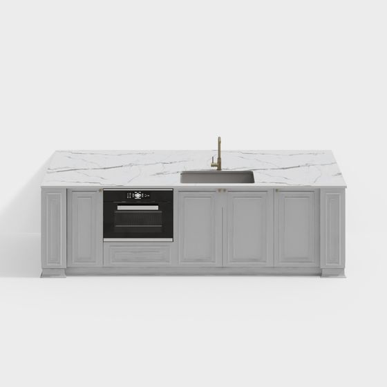 Elegant Low-Poly Kitchen Island 3D model