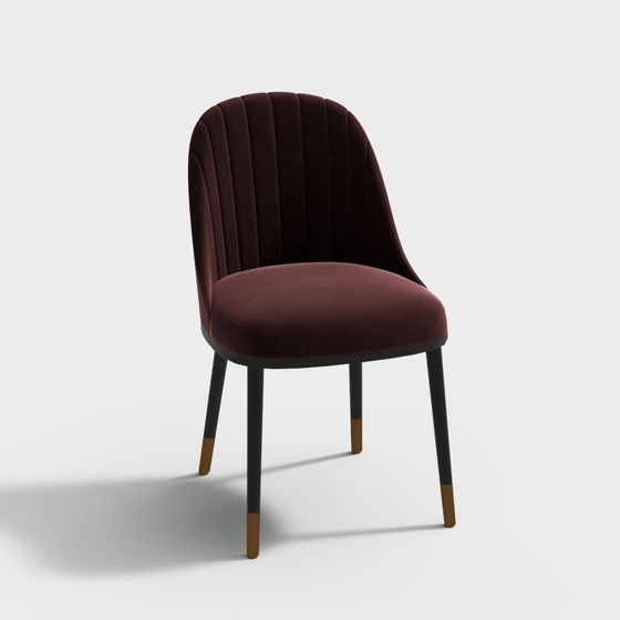 Velvet Elegance Low-Polygon 3D model Chair