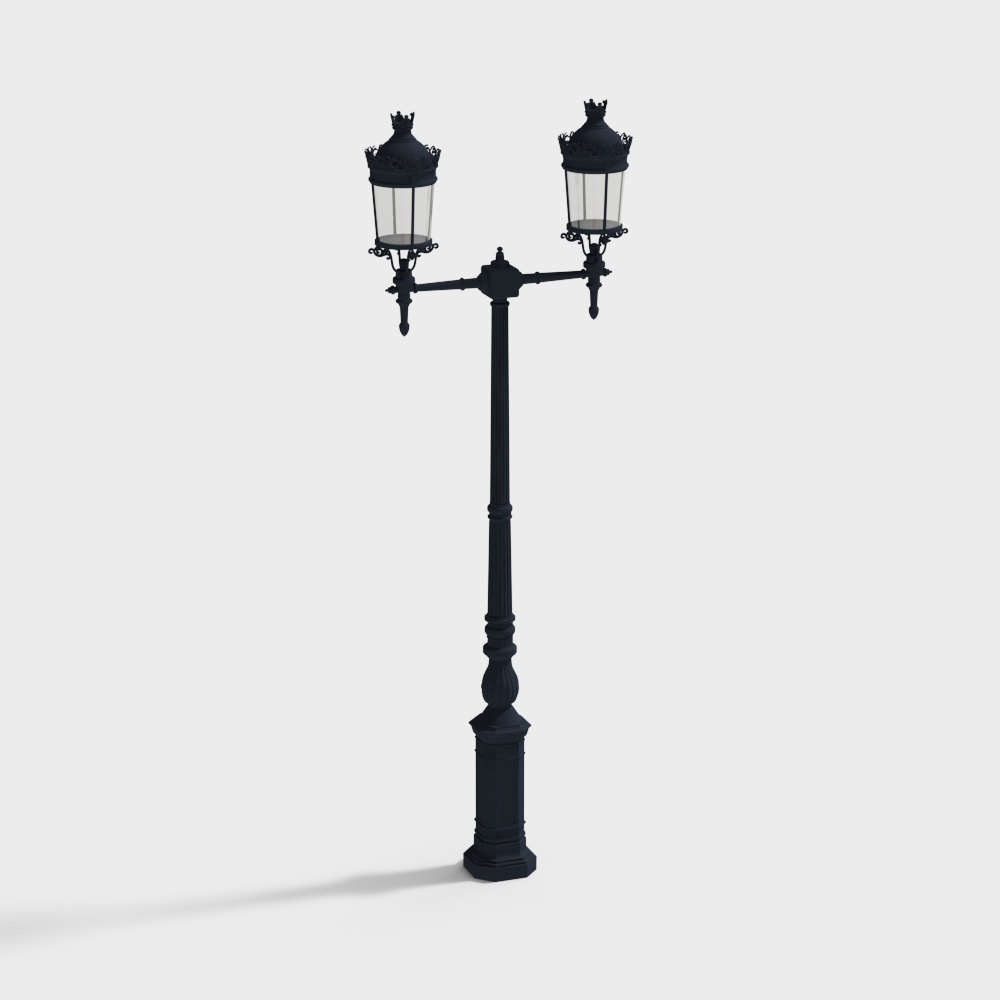 Vintage Street Lamp 3D Model – Low-Poly Black Metal