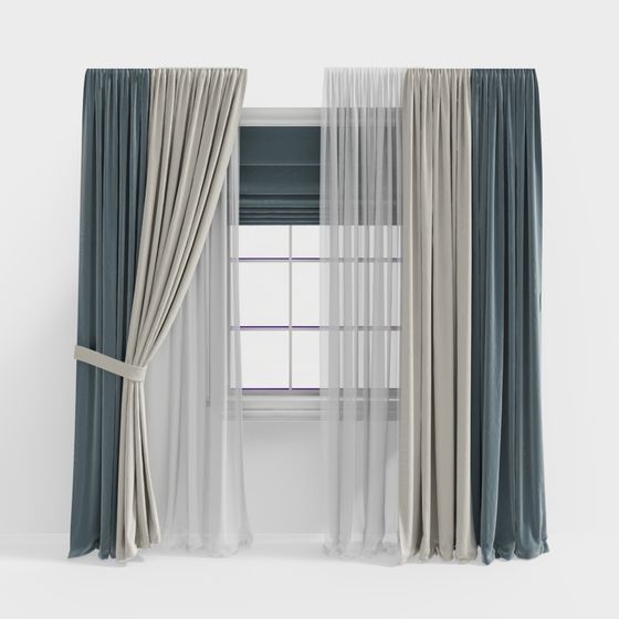 Chic Low-Poly Curtain 3D model for Modern Interiors