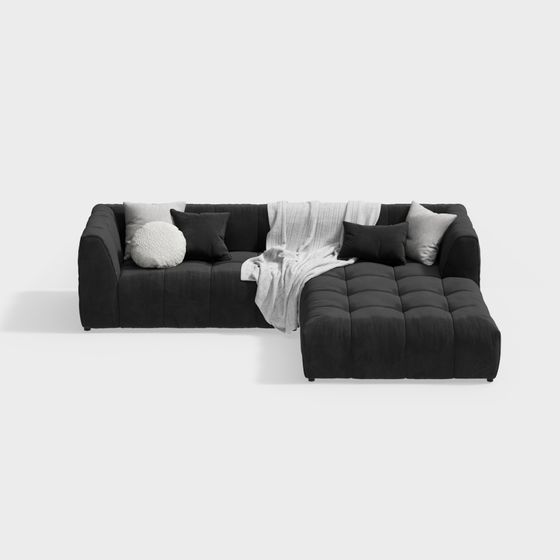 Contemporary Black Sofa 3D model for Modern Homes