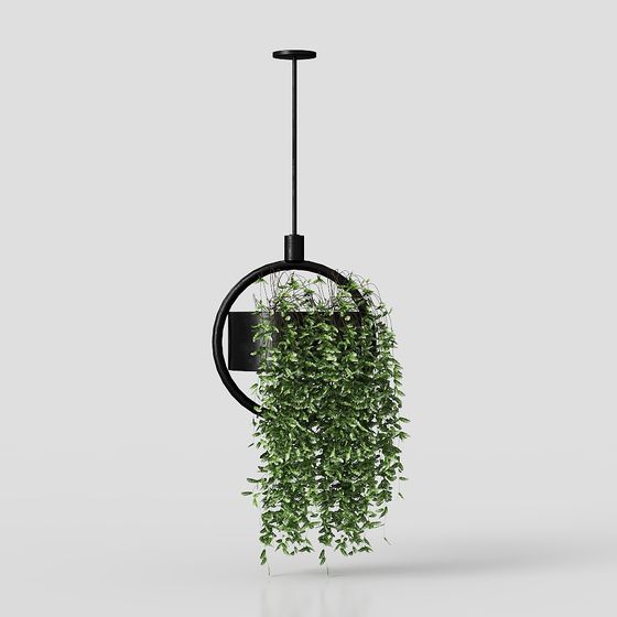 Hanging Green Plant Pendant Light 3D model: Perfect Fusion of Nature and Modernity