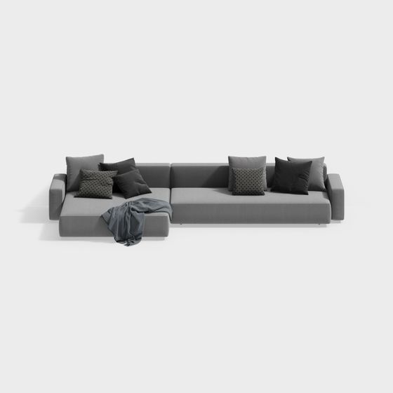 Urban Comfort Low-Poly Sofa 3D model for Modern Spaces
