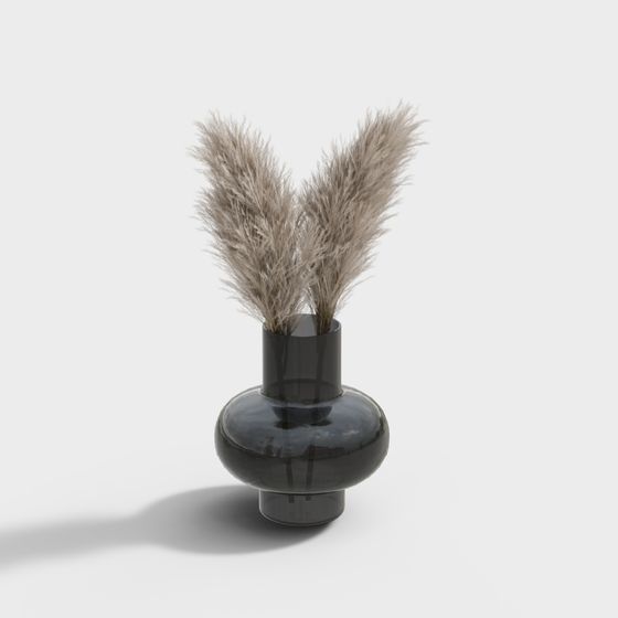 Elegant Vase with Reeds 3D model