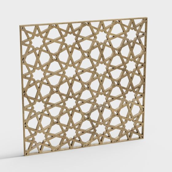 Elegant Lattice Panel 3D model for Interiors
