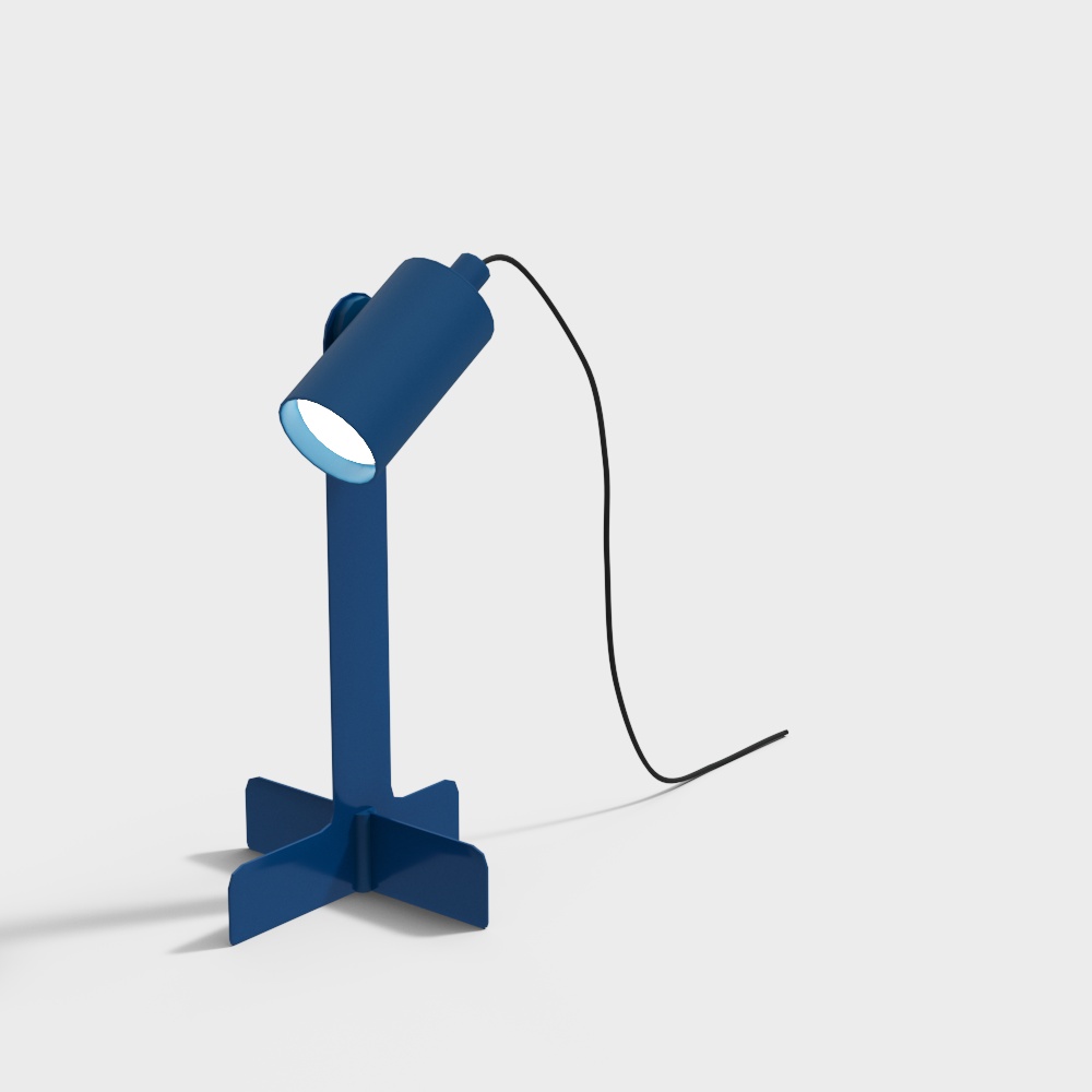 Modern Blue Table Lamp 3D Model – Minimalist Metal Design