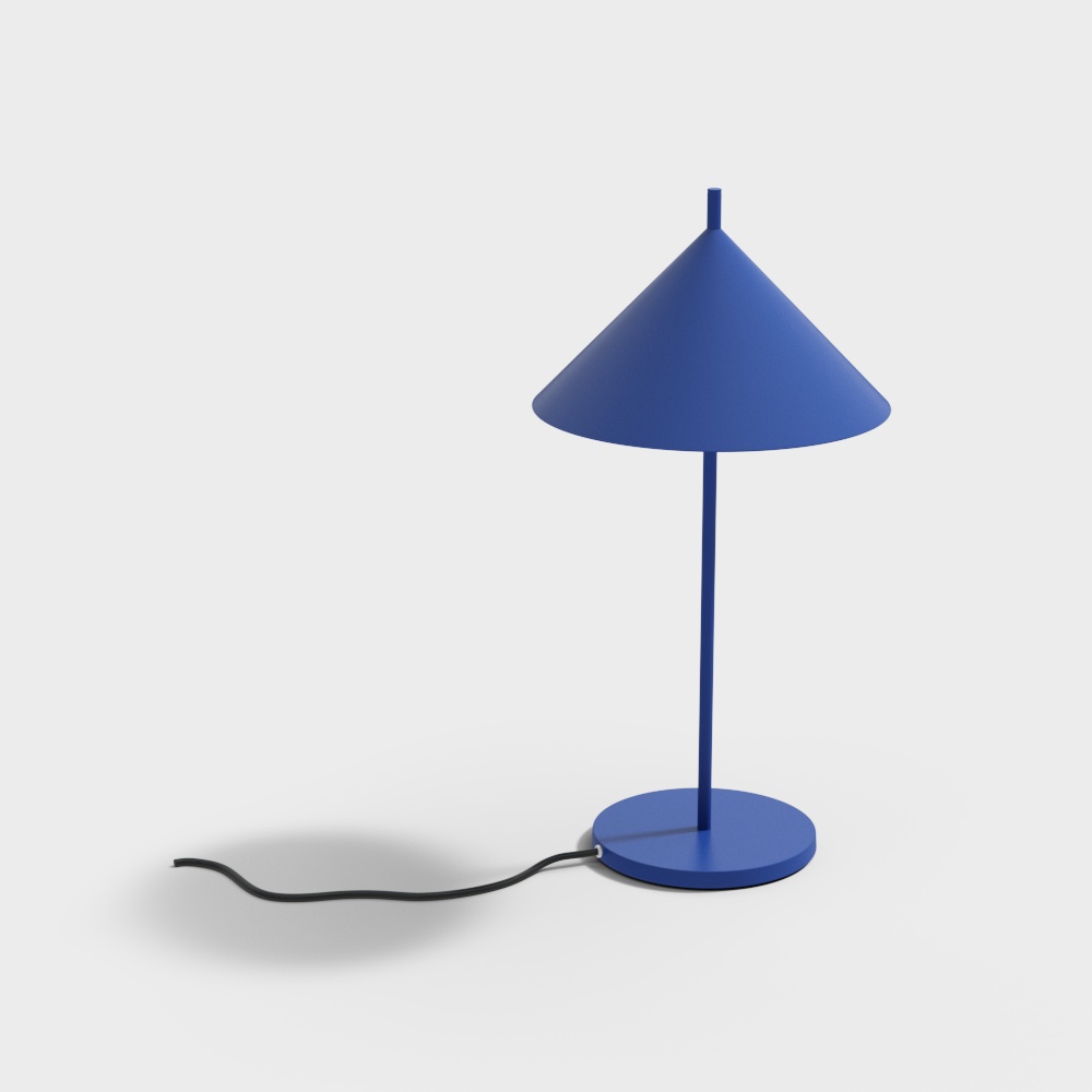 Cone-Shaped Blue Lamp 3D Model – Minimalist Lighting