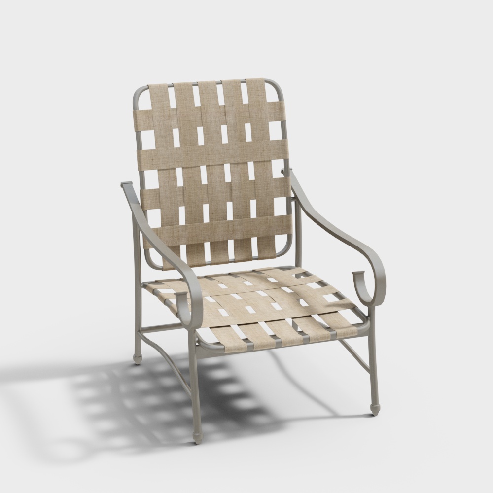 Outdoor Woven Chair 3D Model – Rustic Beige Design