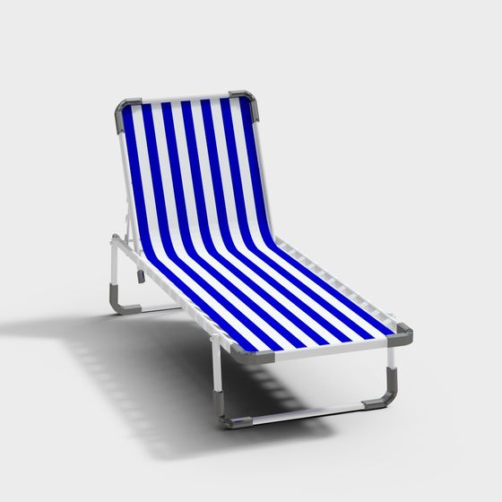Stylish Blue Striped Lounge Chair 3D model