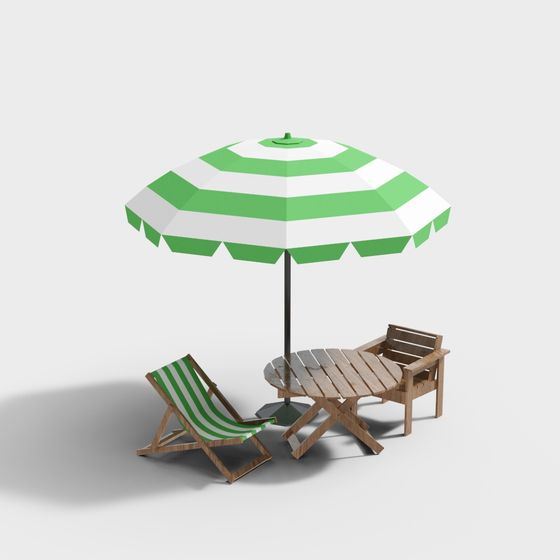 Chic Beach Umbrella Chair 3D model for Leisure