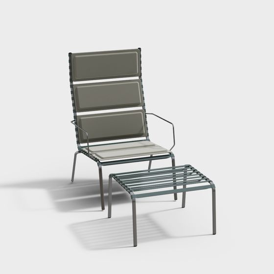 Stylish Urban Lounge Chair and Ottomans 3D model
