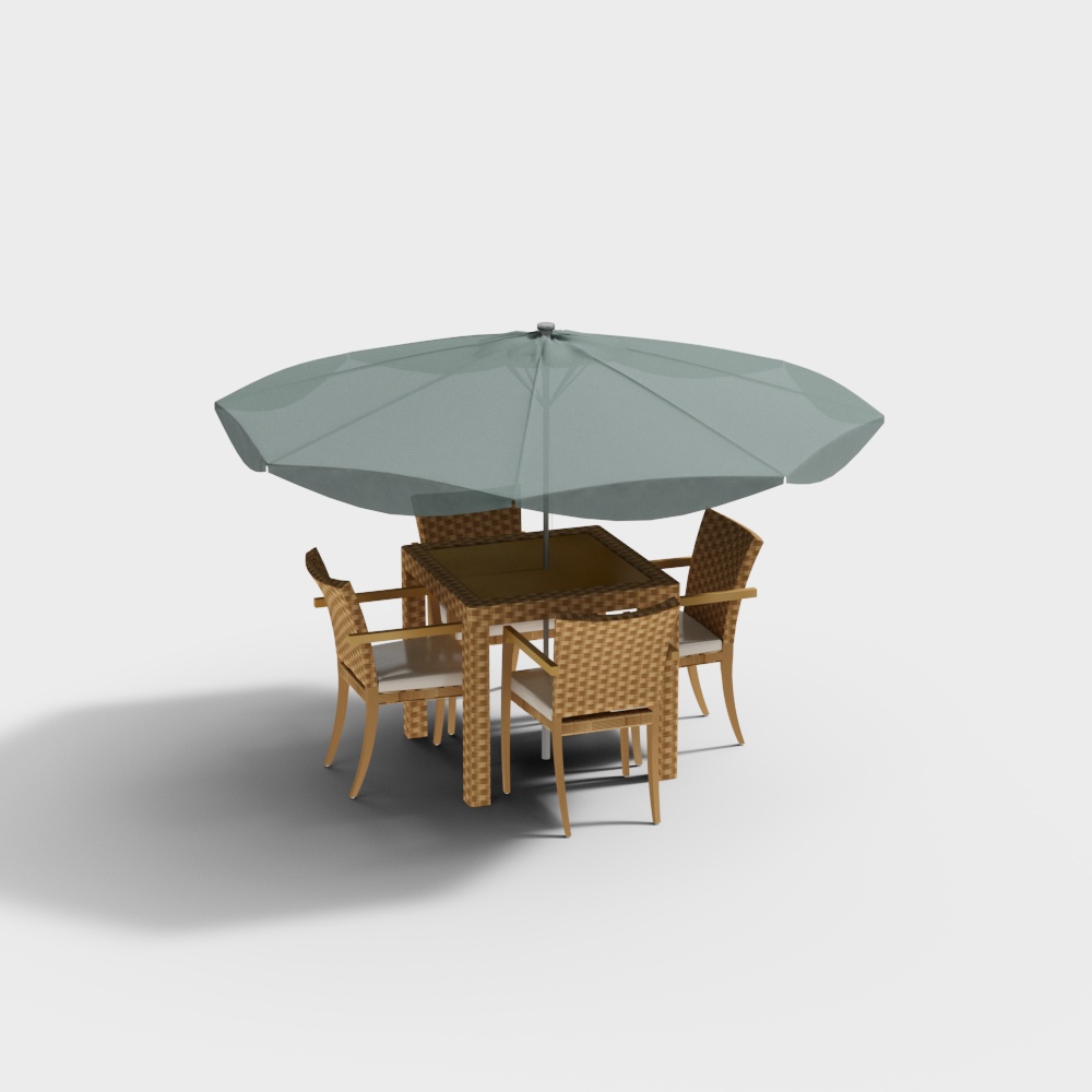 Modern outdoor leisure table, chair and umbrella seat