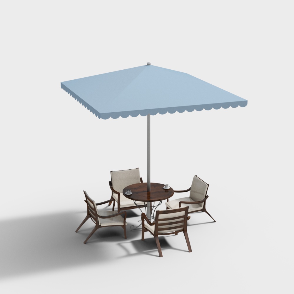 Bàn ghế và ghế ô dù thư giãn ngoài trời hiện đại