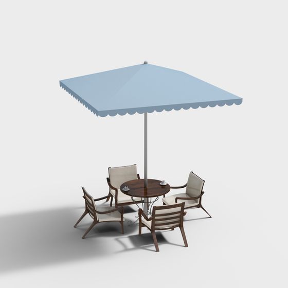 Bàn ghế và ghế ô dù thư giãn ngoài trời hiện đại