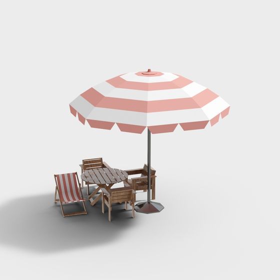 Low Poly Summer Beach 3D model