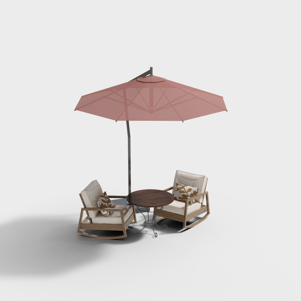 Modern outdoor leisure table, chair and umbrella seat