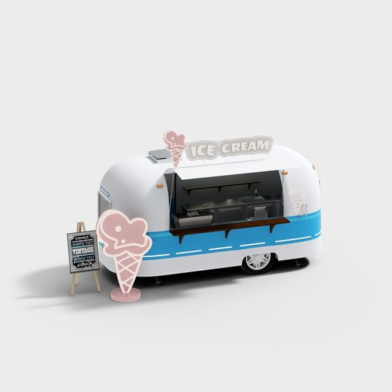 Charming Vintage Ice Cream Truck 3D model